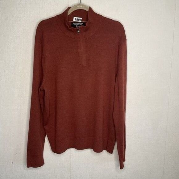 Banana Republic Baruffa Italian Merino 3/4 Zip MockNeck Sweater Men Size Large - Picture 6 of 9